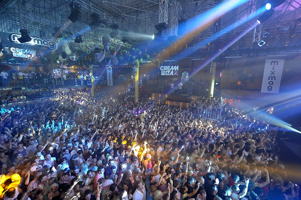 A packed crowd at Amnesia in Ibiza — home of some of the island's biggest closing parties